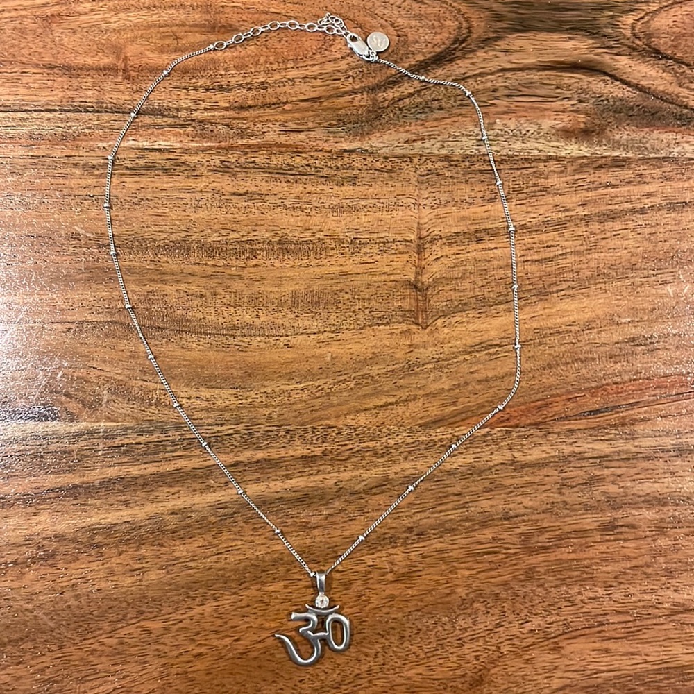 Light by Debra Skyler Om necklace sterling silver with white sapphire